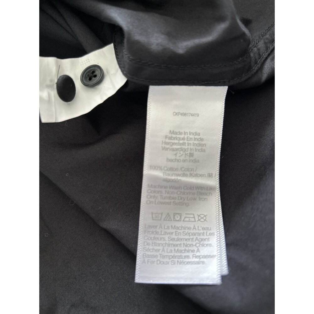 Madewell Poplin Shirred Button-Up Shirt Black Ruffle Sleeve Relaxed Fit Size XL - Picture 8 of 11